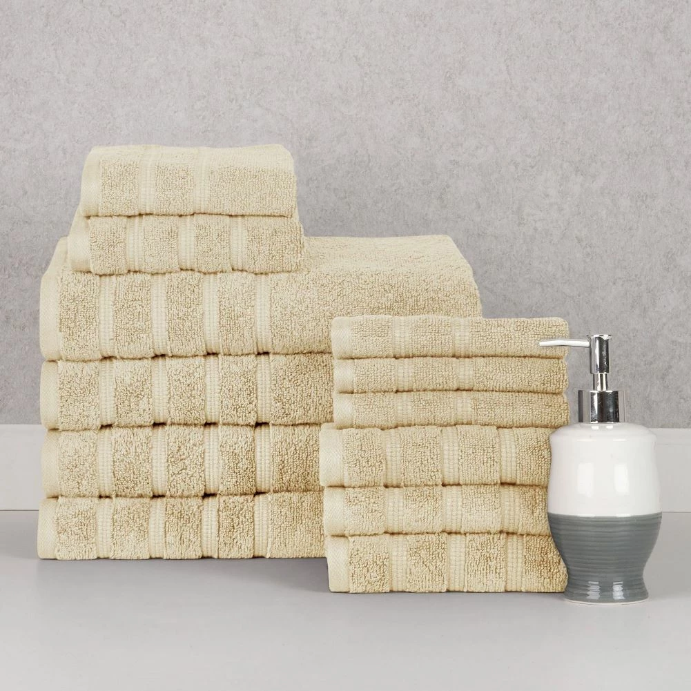 Bibb Home 12 Piece Zero Twist Egyptian Cotton Towel Set - Image 6