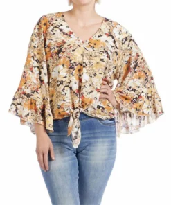Coco + Carmen Raven Top in Yellow Floral Print - women