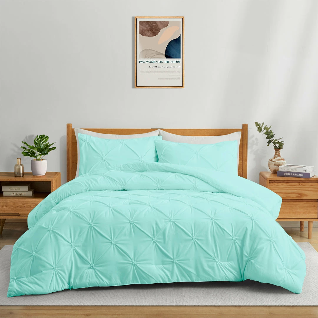 Peace Nest 3 Pieces Comforter Sets Pintuck Pinch Pleat King Queen Sized Comforter - Image 3