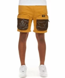 Billionaire Boys Club Men'S Chocolate Cargo Shorts in Golden Yellow