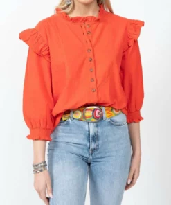 Ivy Jane Knoxville Cord Top in Coral - women