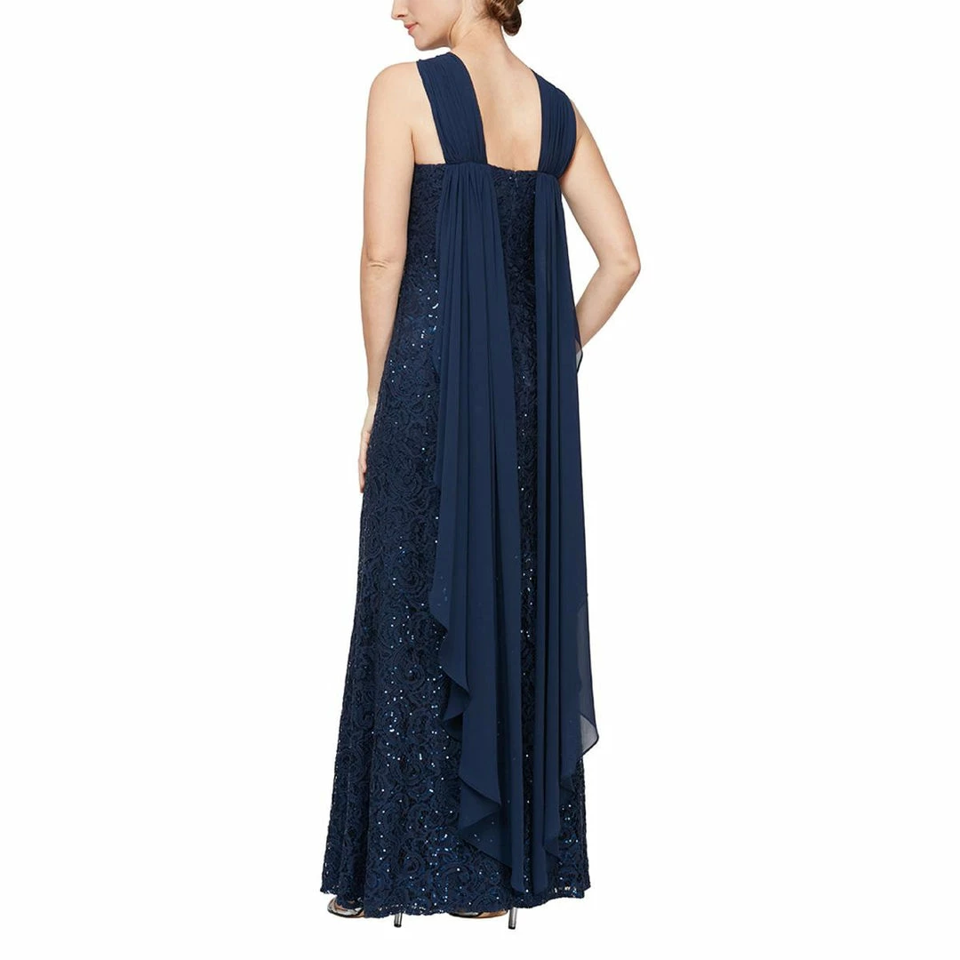 Alex Evenings Womens Sequined Full Length Evening Dress - Image 2