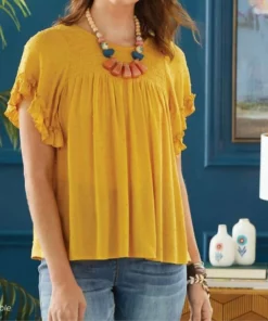 Coco + Carmen Heirloom Clip Dot Top in Gold - women