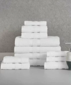 Bibb Home 12 Piece Egyptian Cotton Towel Set
