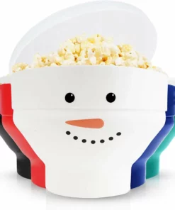 Zulay Kitchen Microwave Popcorn Popper - Snowman Design