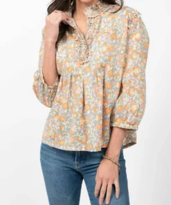 Ivy Jane Hazel Ruffle Top in Grey - women