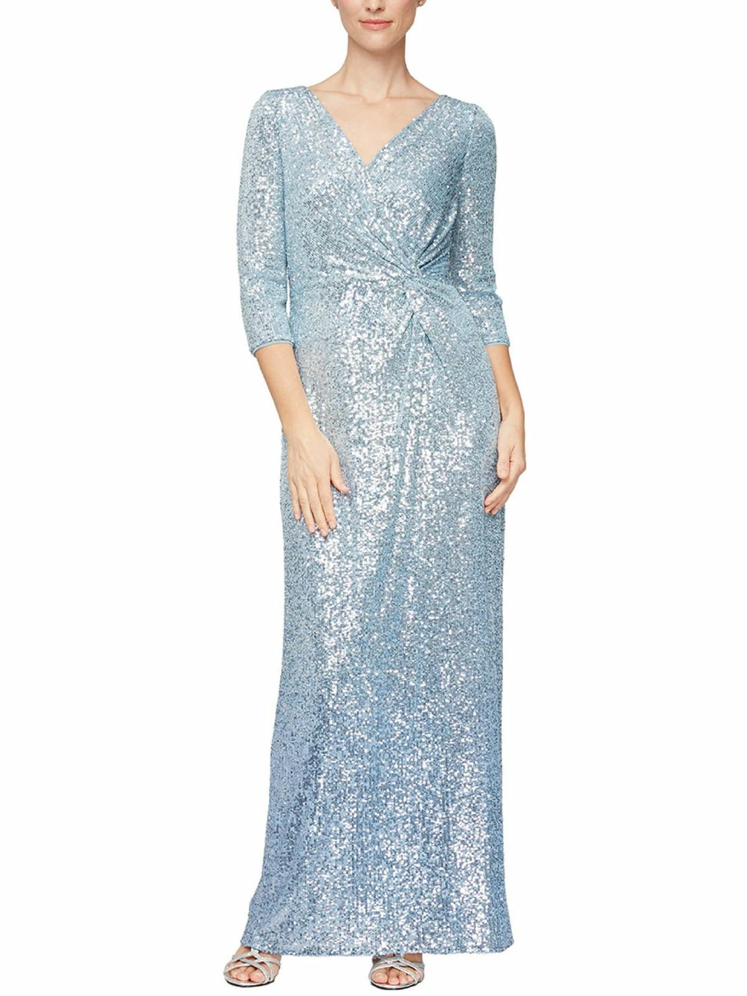 Alex Evenings Womens Sequined Full Length Evening Dress