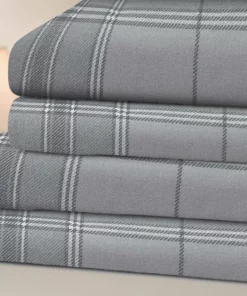 Bibb Home Printed Flannel 4 Piece Sheet Set