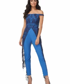 Kay Unger New York Celeste Womens Lace Maxi Jumpsuit