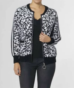 Coco + Carmen The Heidi Zip Cardigan in Animal Print - women