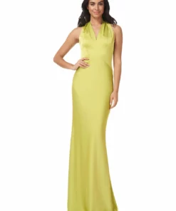 Kay Unger New York Fallon Womens V Neck Maxi Evening Dress