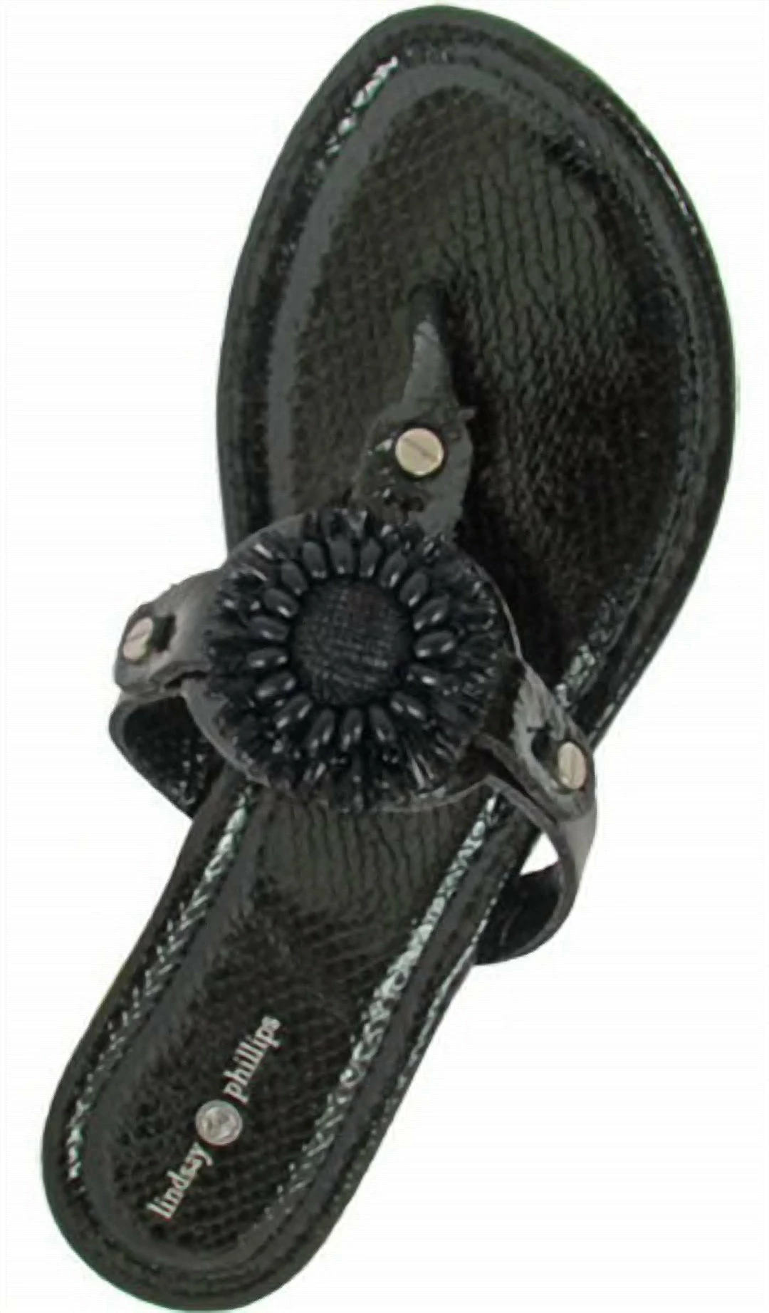 Lindsay Phillips Rosie Snakeskin Flip Flops in Black - women - Image 2