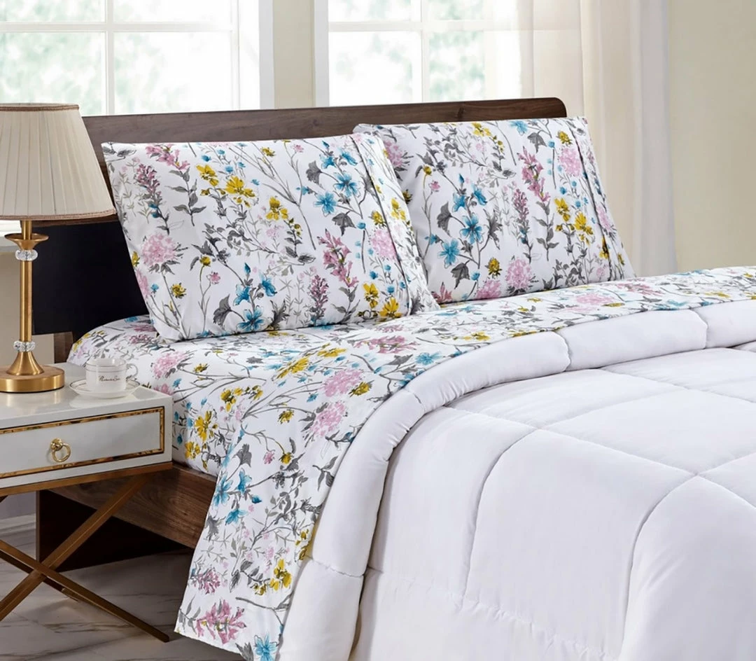 Bibb Home Egyptian Luxury 1800 Count Printed 4 Piece Sheet Set - Image 9