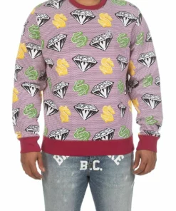 Billionaire Boys Club Men'S Bb Diamond Dollar Crewneck Top in Bleach White