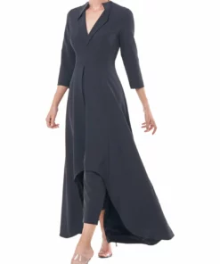 Kay Unger New York Valerie Walkthru Womens Slim Leg V-Neck Jumpsuit