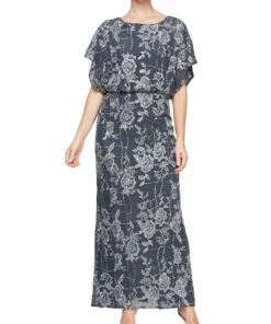 Alex Evenings Womens Lace Full Length Evening Dress