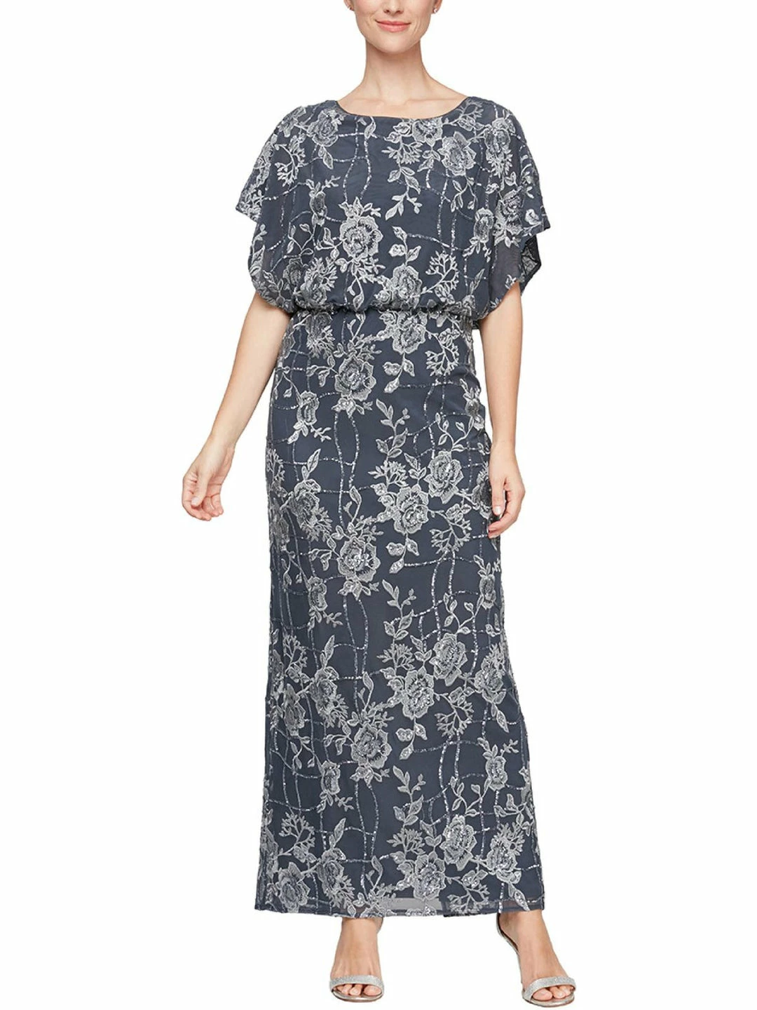 Alex Evenings Womens Lace Full Length Evening Dress