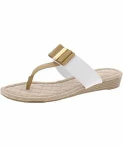 Lindsay Phillips Vivian Womens Faux Leather Wedge Thong Sandals