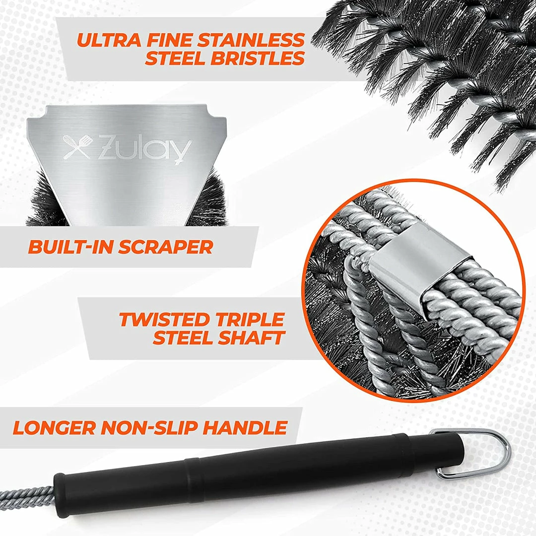 Zulay Kitchen Kitchen 18 Inch Stainless Steel Grill Brush and Scraper - Image 2