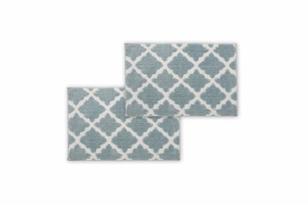 Bibb Home 2 Pack Trellis Micro Shag Bath Rugs - Image 4