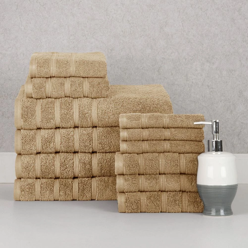 Bibb Home 12 Piece Zero Twist Egyptian Cotton Towel Set - Image 3