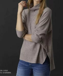 Coco + Carmen Teagan Mock Neck Sweater in Taupe - women