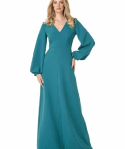 Kay Unger New York Womens V Neck Maxi Evening Dress