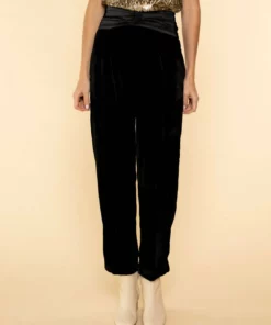 Forte Forte Fluid Velvet Satin Details Pant in Nero - women