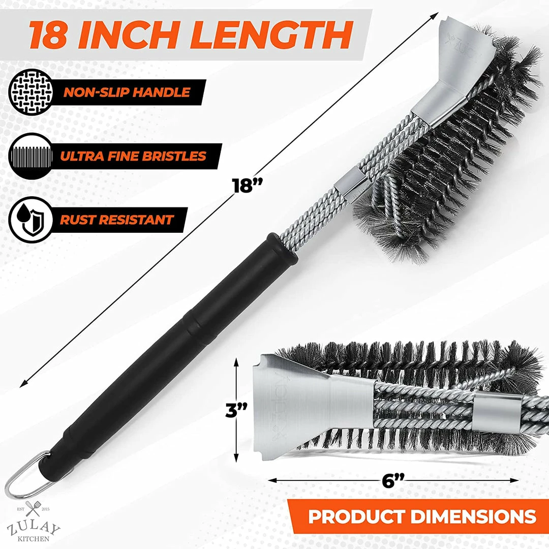 Zulay Kitchen Kitchen 18 Inch Stainless Steel Grill Brush and Scraper - Image 3
