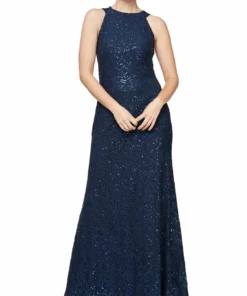 Alex Evenings Womens Sequined Full Length Evening Dress