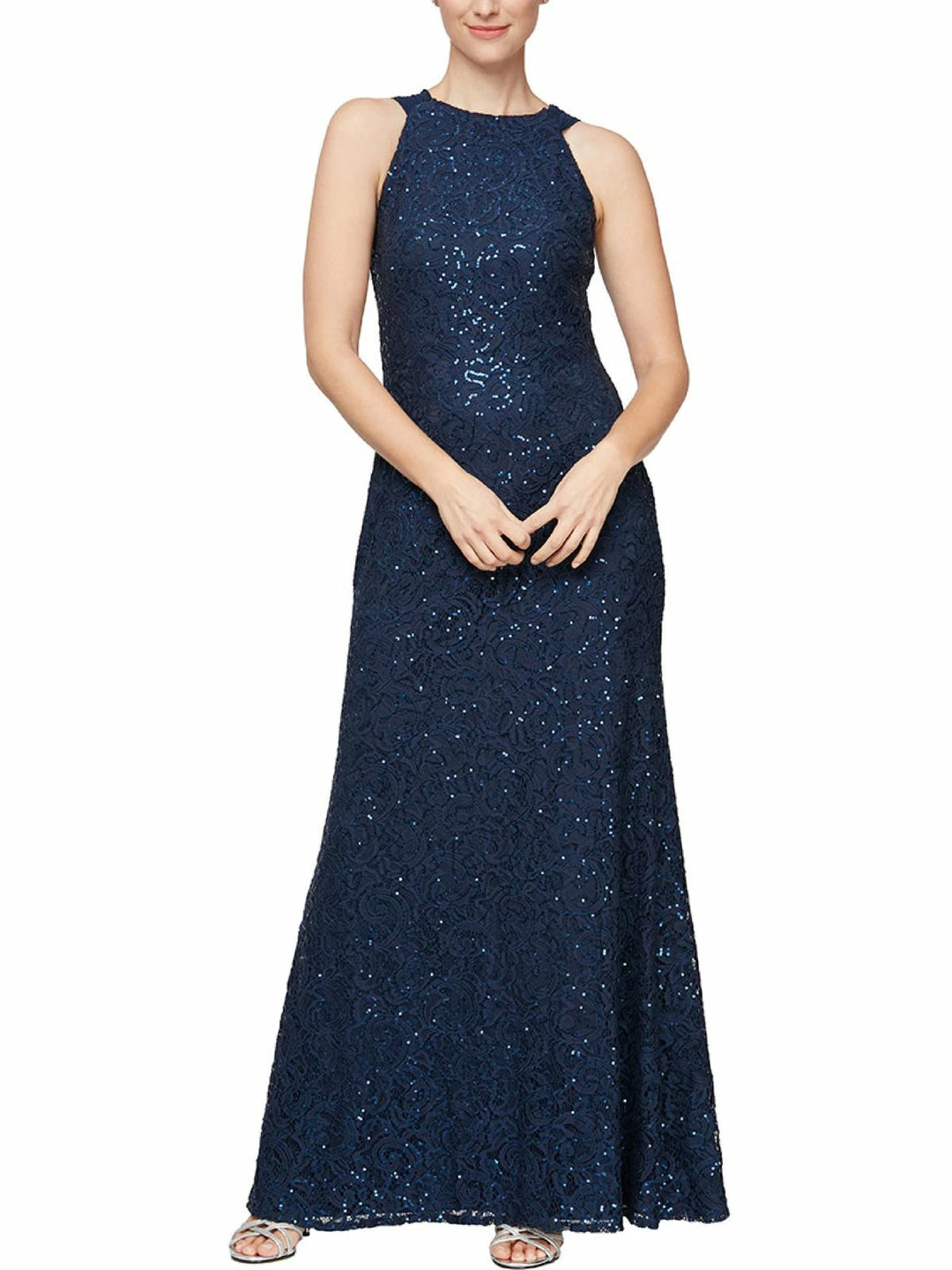 Alex Evenings Womens Sequined Full Length Evening Dress