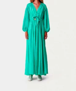 Forte Forte Habotai Silk Long Sleeve Dress in Seafoam - women