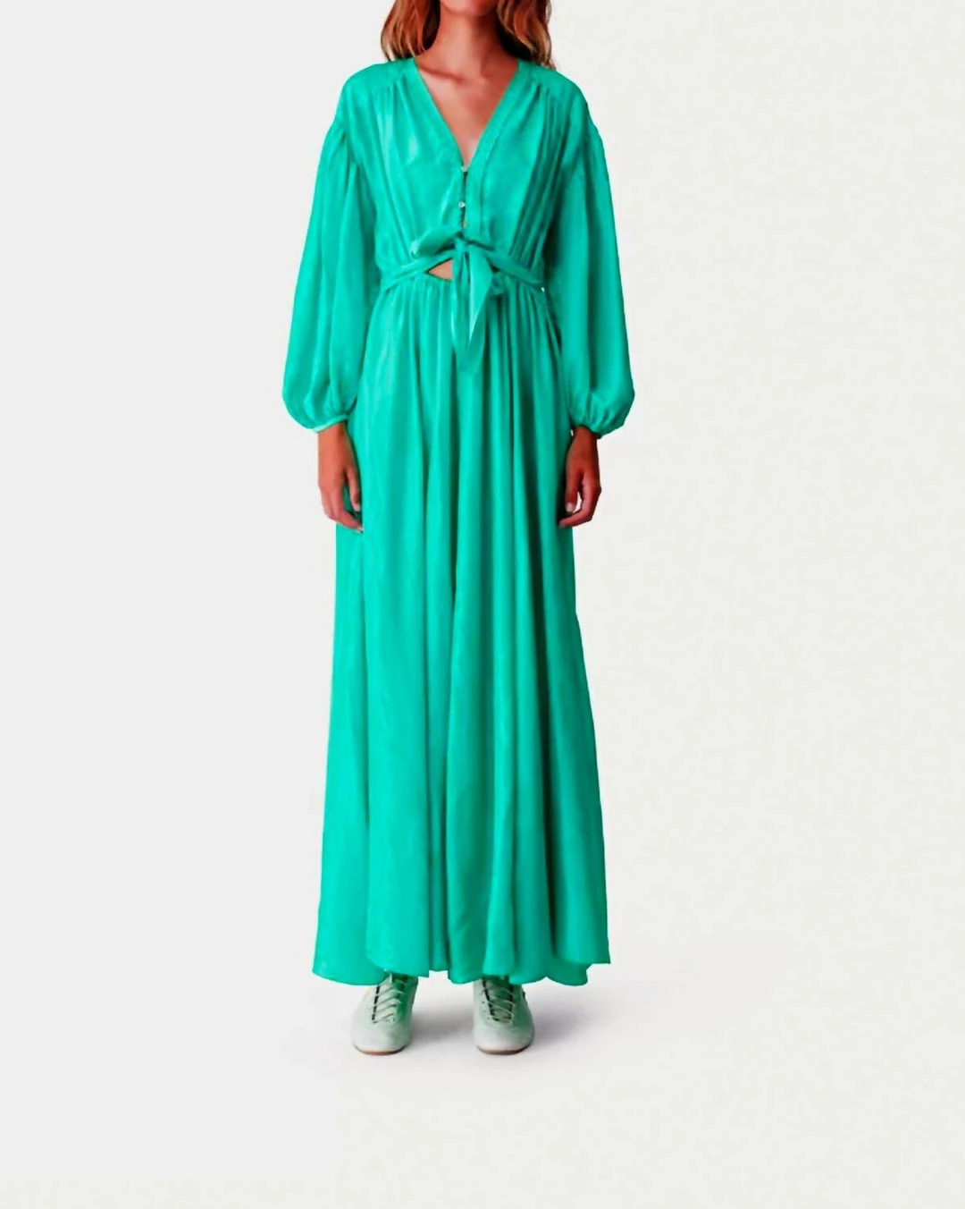 Forte Forte Habotai Silk Long Sleeve Dress in Seafoam - women