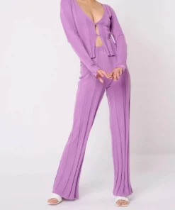 Another Girl Wide Rib Curtain Reveal Cardigan in Lilac - women