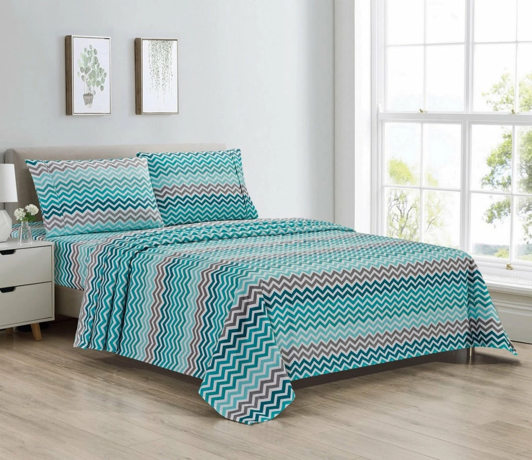 Bibb Home Egyptian Luxury 1800 Count Printed 4 Piece Sheet Set - Image 7