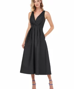 Kay Unger New York Olivia Womens Shutter Pleat Maxi Evening Dress