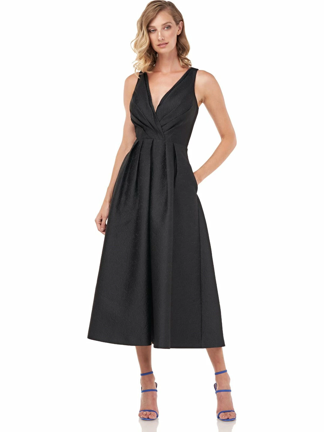 Kay Unger New York Olivia Womens Shutter Pleat Maxi Evening Dress