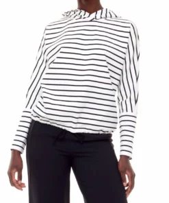 Iltm Stripe Hoodie in White/Black - women