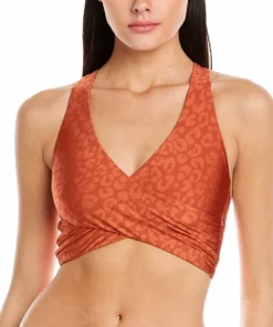 Citrus Wrap Front Crop Bra - women