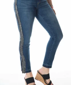 Coco + Carmen Omg Cropped Striped Jeans in Dark Wash - women