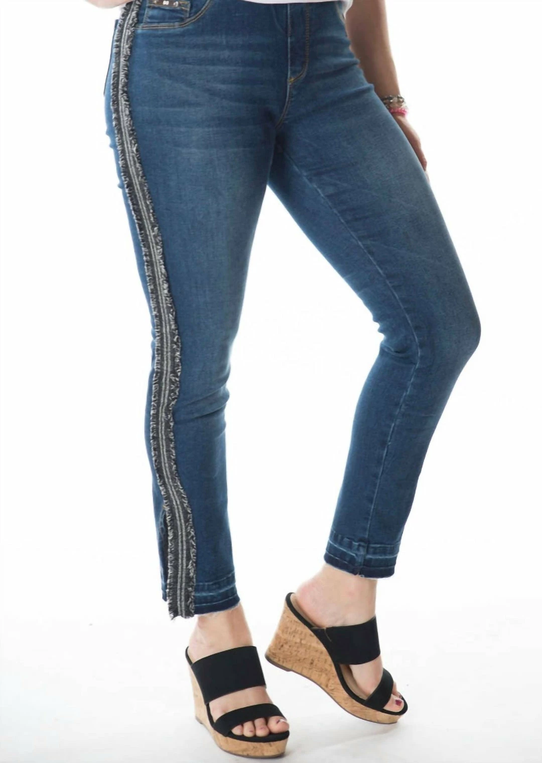 Coco + Carmen Omg Cropped Striped Jeans in Dark Wash - women