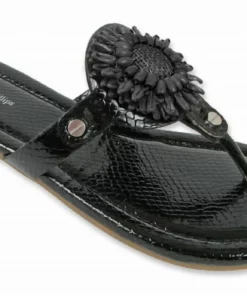 Lindsay Phillips Rosie Snakeskin Flip Flops in Black - women