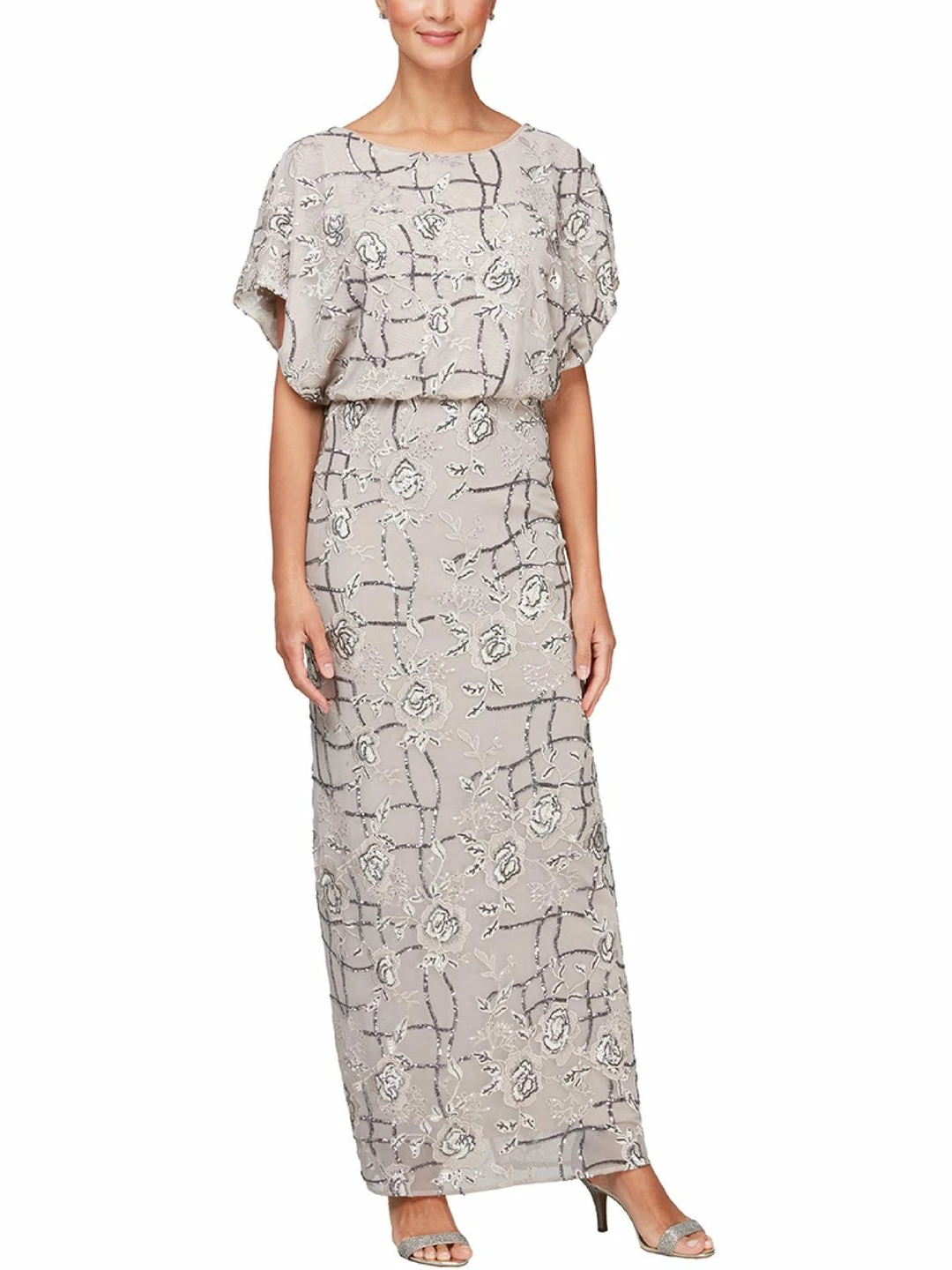 Alex Evenings Womens Lace Full Length Evening Dress - Image 3