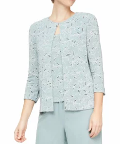 Alex Evenings Womens 2 PC Printed Top Set