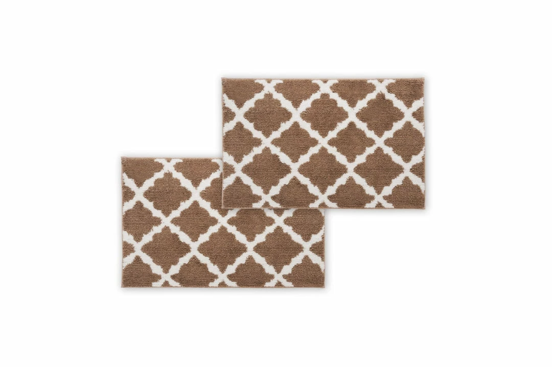 Bibb Home 2 Pack Trellis Micro Shag Bath Rugs