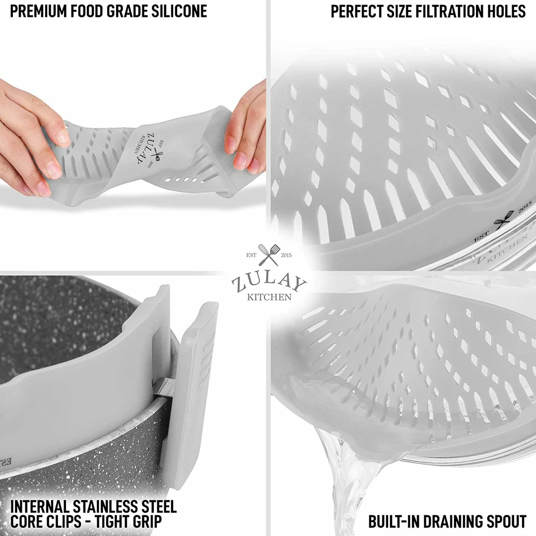 Zulay Kitchen Silicone Clip On Adjustable Pot Strainer - Image 2