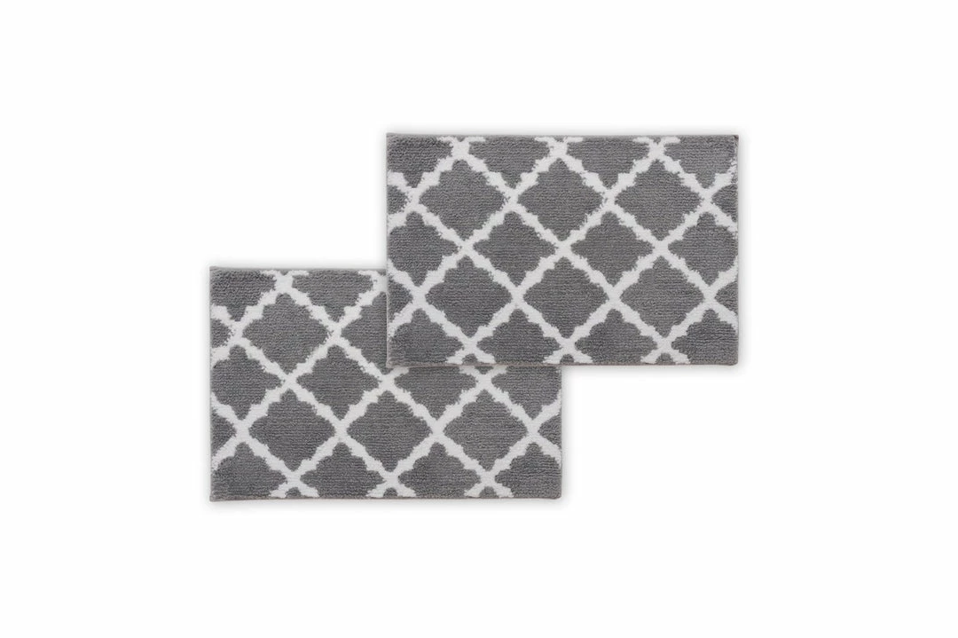 Bibb Home 2 Pack Trellis Micro Shag Bath Rugs - Image 5