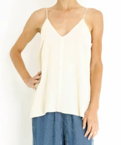 Forte Forte Fluid Ribbed Velvet Top In Avorio - women