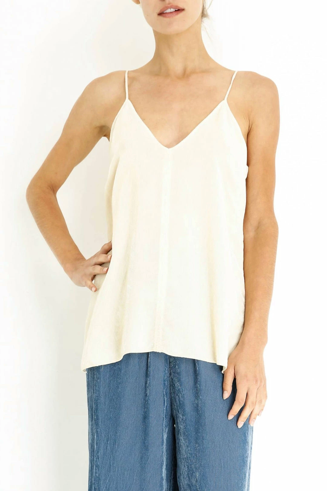 Forte Forte Fluid Ribbed Velvet Top In Avorio - women