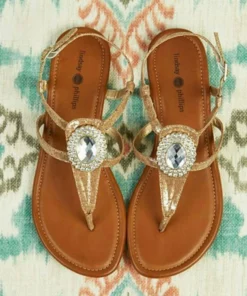 Lindsay Phillips Meredith T-Strap Flip Flops in Gold - women